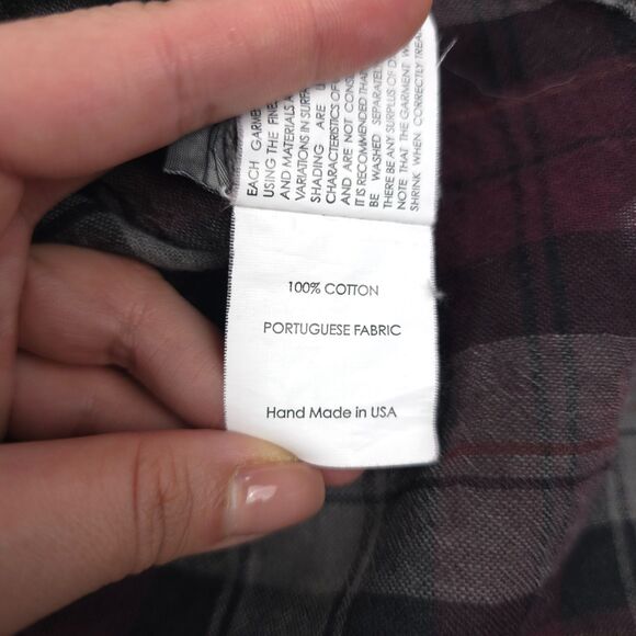 ENZA COSTA Hi Lo Top Plaid Button Down Plaid Minimal Grunge Hipster Boho Indie - Picture 9 of 11